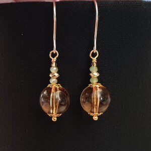 2 for $12 -Pretty amber colored round bead earrings!!
